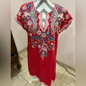 Johnny Was Embroidered Linen Dress in Medium